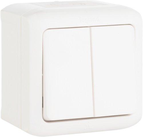 Переключатель накладной Legrand Quteo 2-кл. проходной IP44 белый картинка